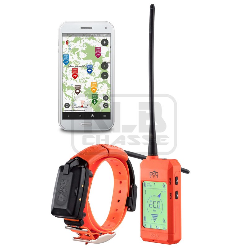 Collier GPS et de dressage pour chiens DogTrace X30T  orange fluo