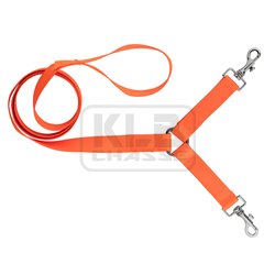 Laisse 1,30 m sangle nylon 2 chiens orange fluo - Country