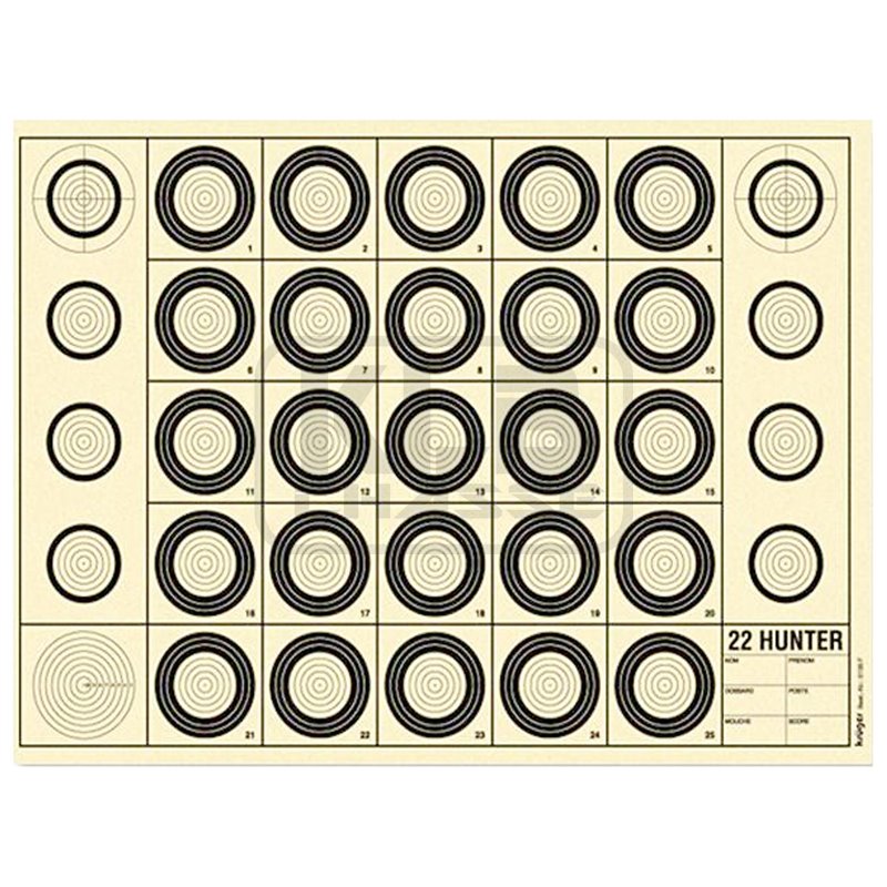 Cible Benchrest 22 Hunter 42 x 29,7 cm (A3)